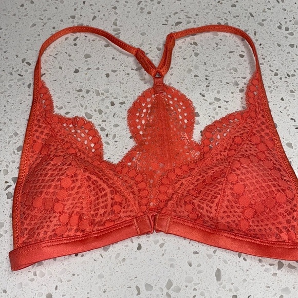 Victoria’s Secret lace bralette racer back front closure peach/orange Size XS - Picture 1 of 5